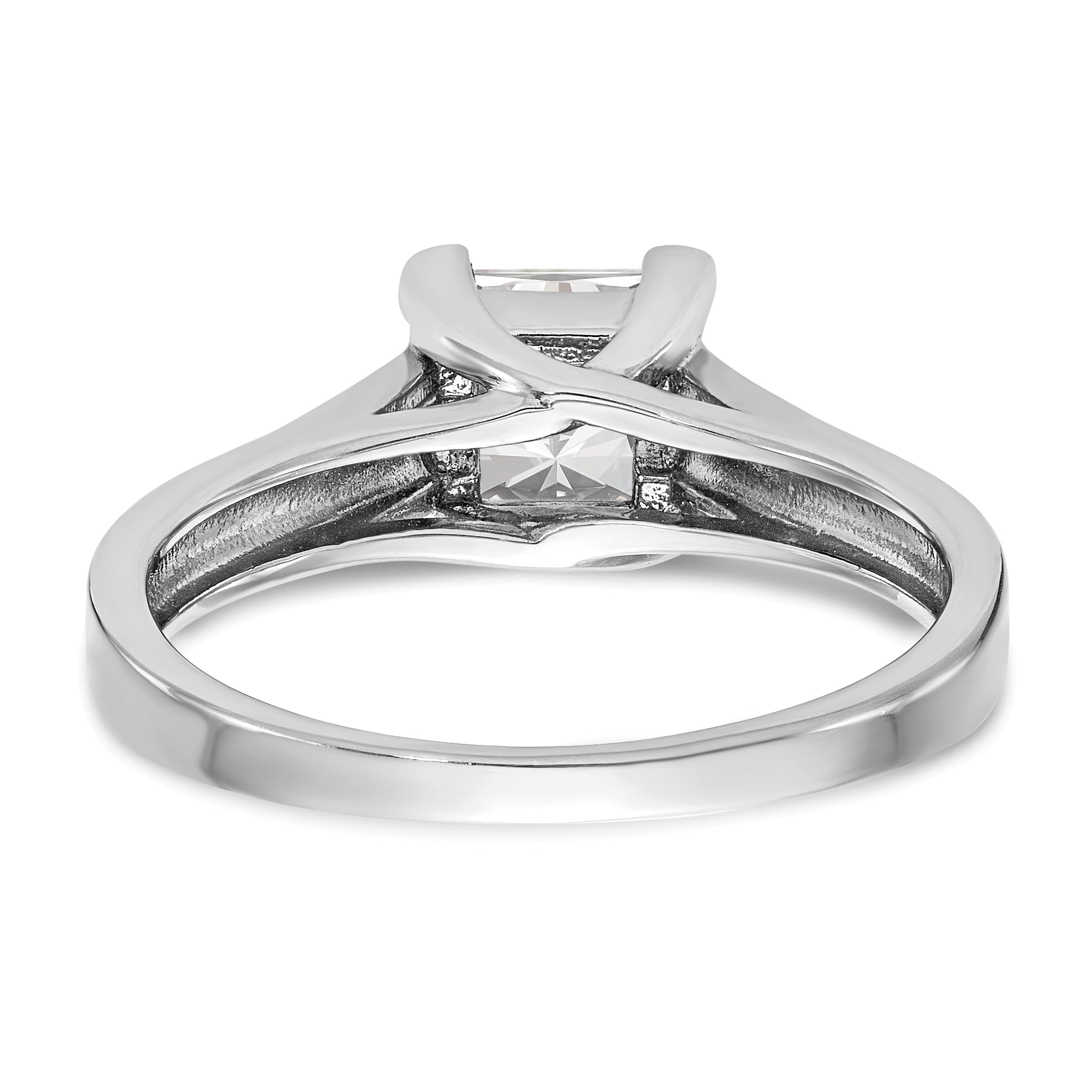 0.25ct. CZ Solid Real 14k White Gold Square Solitaire Engagement Ring