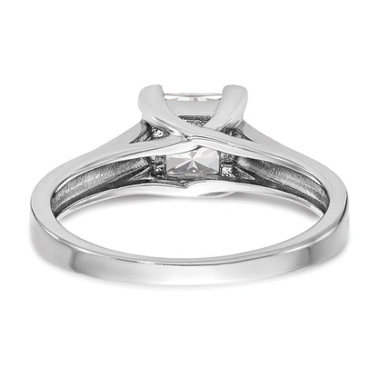 0.50ct. CZ Solid Real 14k White Gold Square Solitaire Engagement Ring