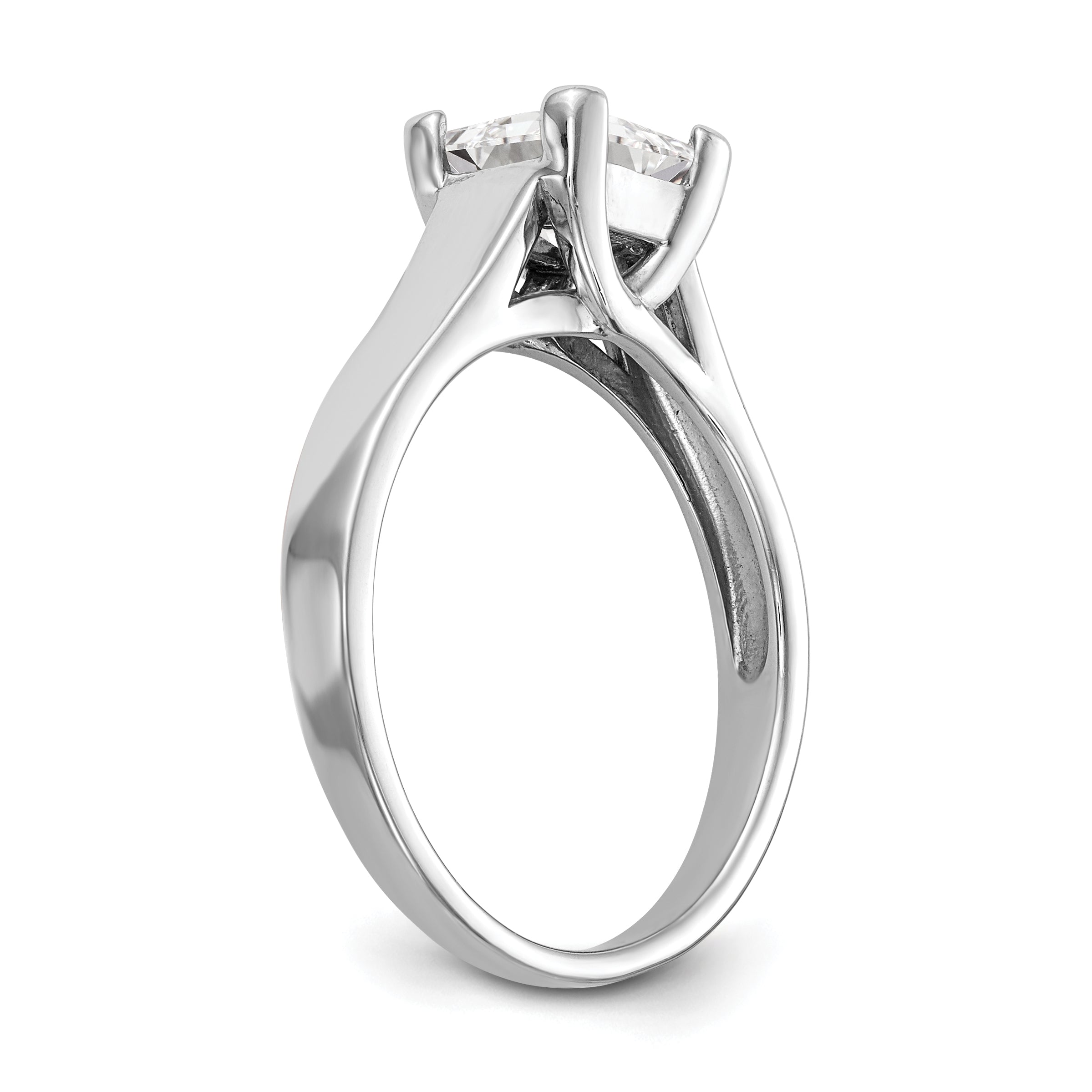 0.50ct. CZ Solid Real 14k White Gold Square Solitaire Engagement Ring