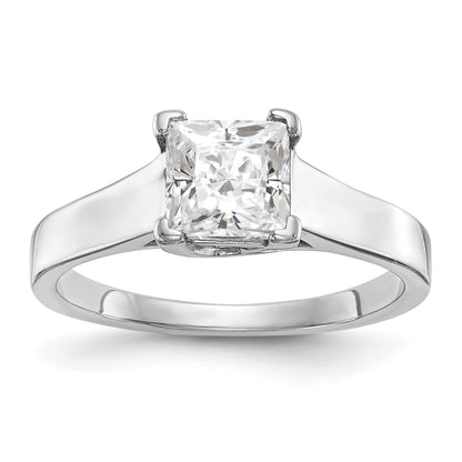 1.25ct. CZ Solid Real 14k White Gold Square Solitaire Engagement Ring