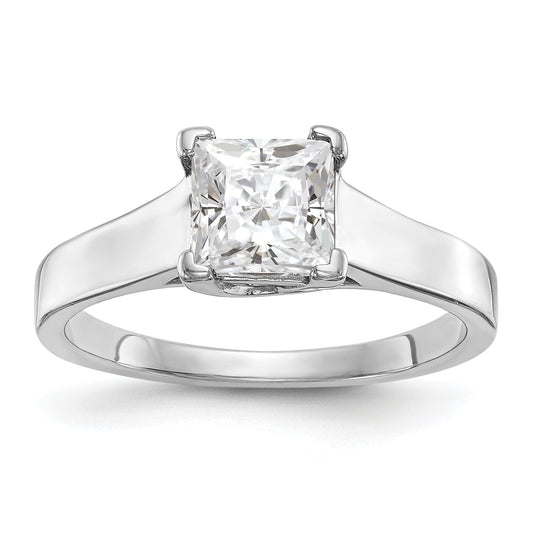 1.50ct. CZ Solid Real 14k White Gold Square Solitaire Engagement Ring