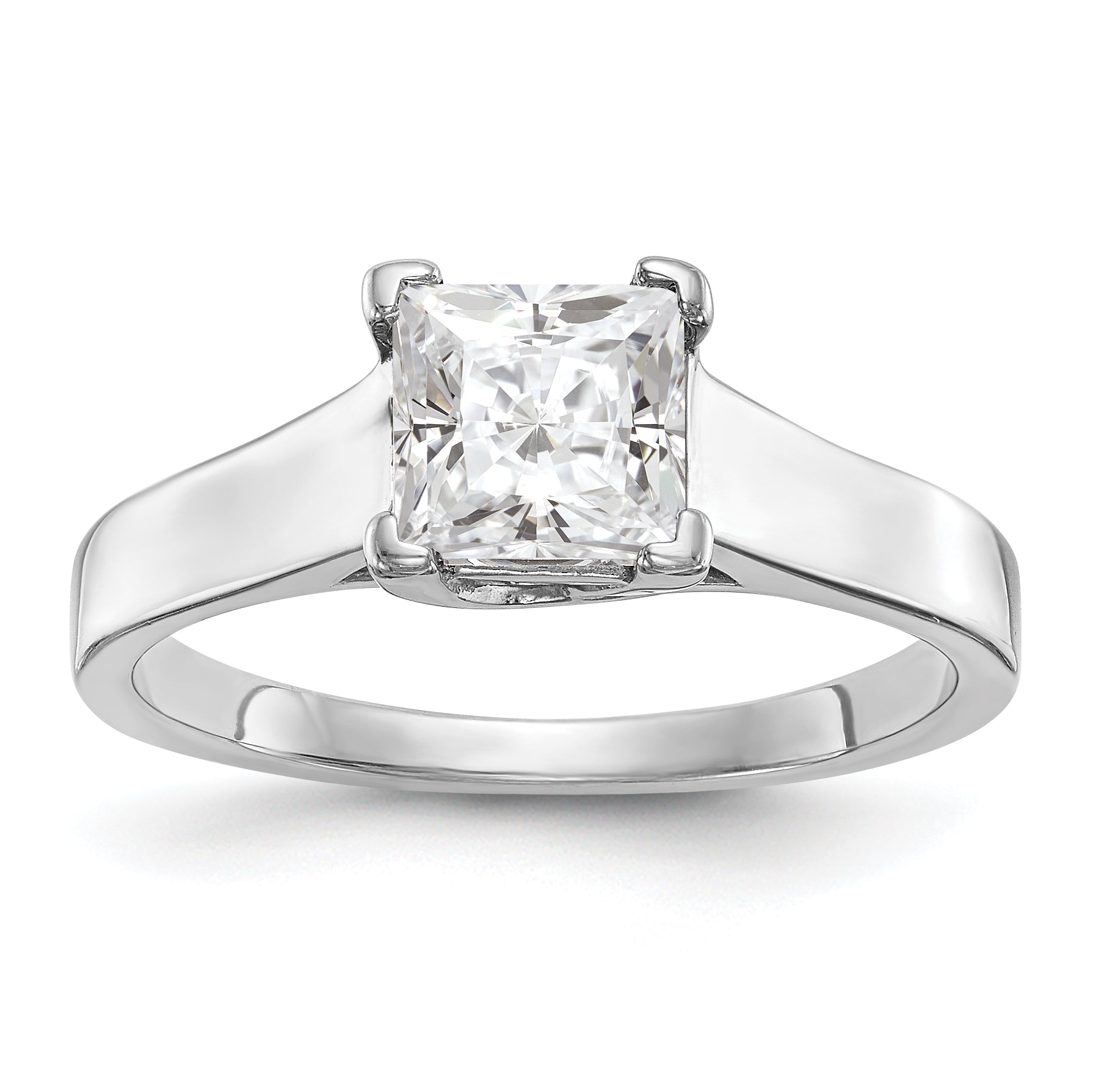 1.00ct. CZ Solid Real 14k White Gold Square Solitaire Engagement Ring