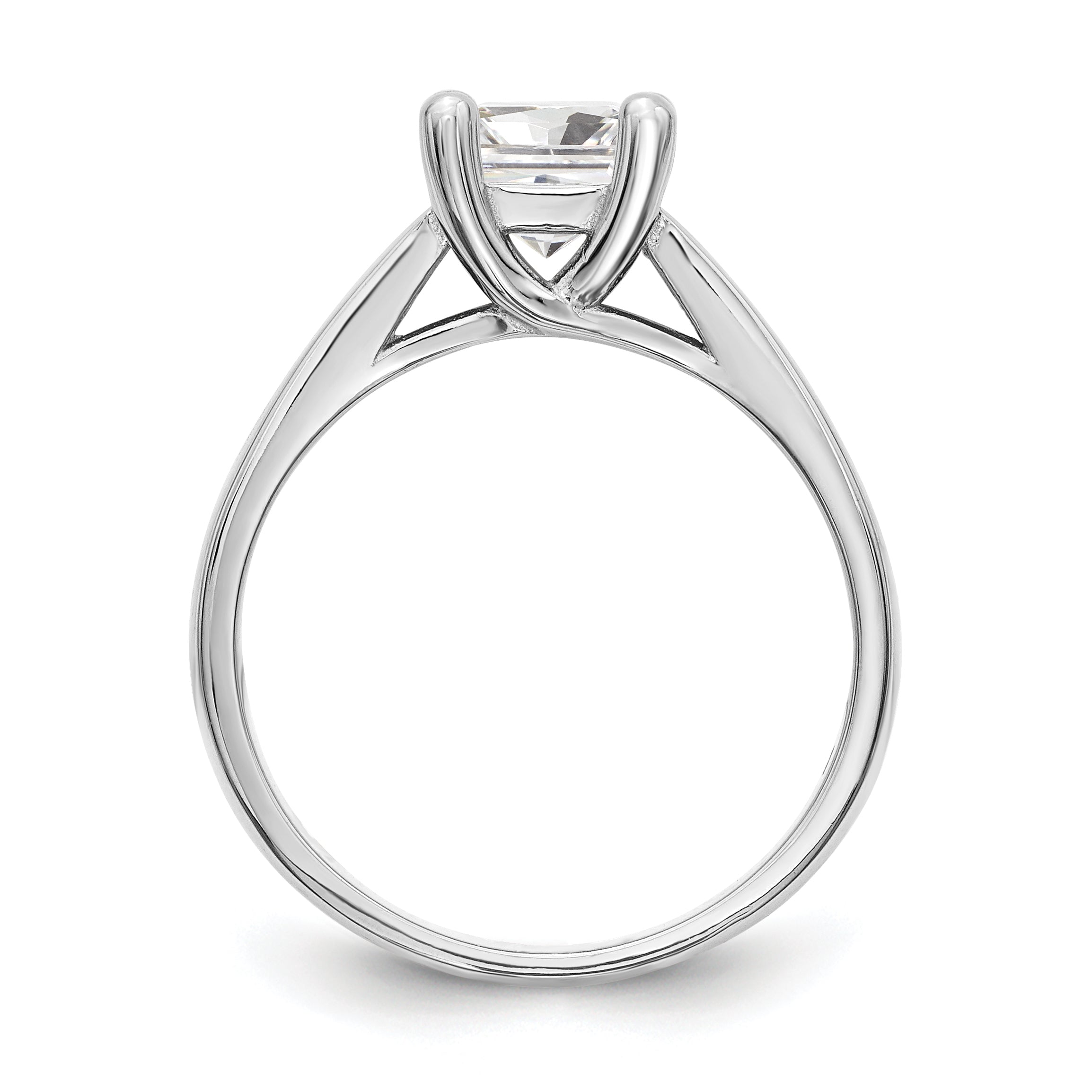 1.00ct. CZ Solid Real 14k White Gold Square Solitaire Engagement Ring