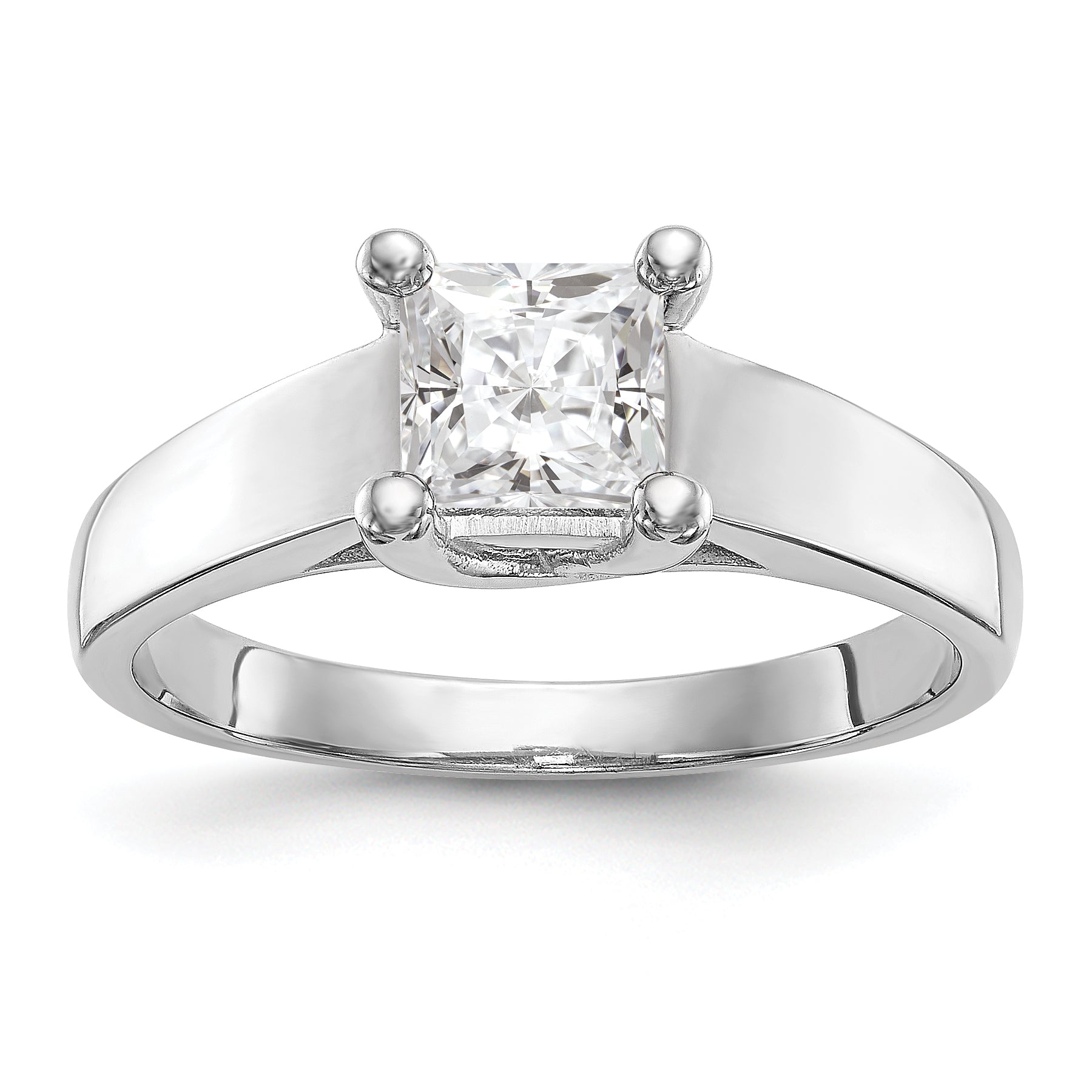 0.33ct. CZ Solid Real 14k White Gold Square Solitaire Engagement Ring