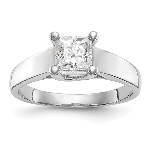 0.33ct. CZ Solid Real 14k White Gold Square Solitaire Engagement Ring