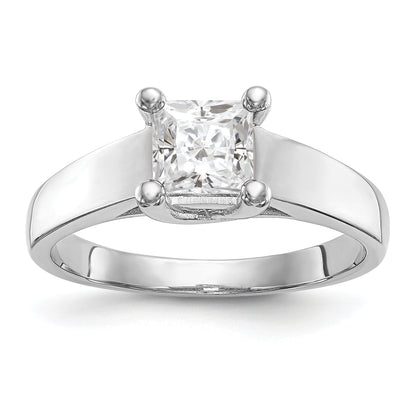 1.50ct. CZ Solid Real 14k White Gold Square Solitaire Engagement Ring