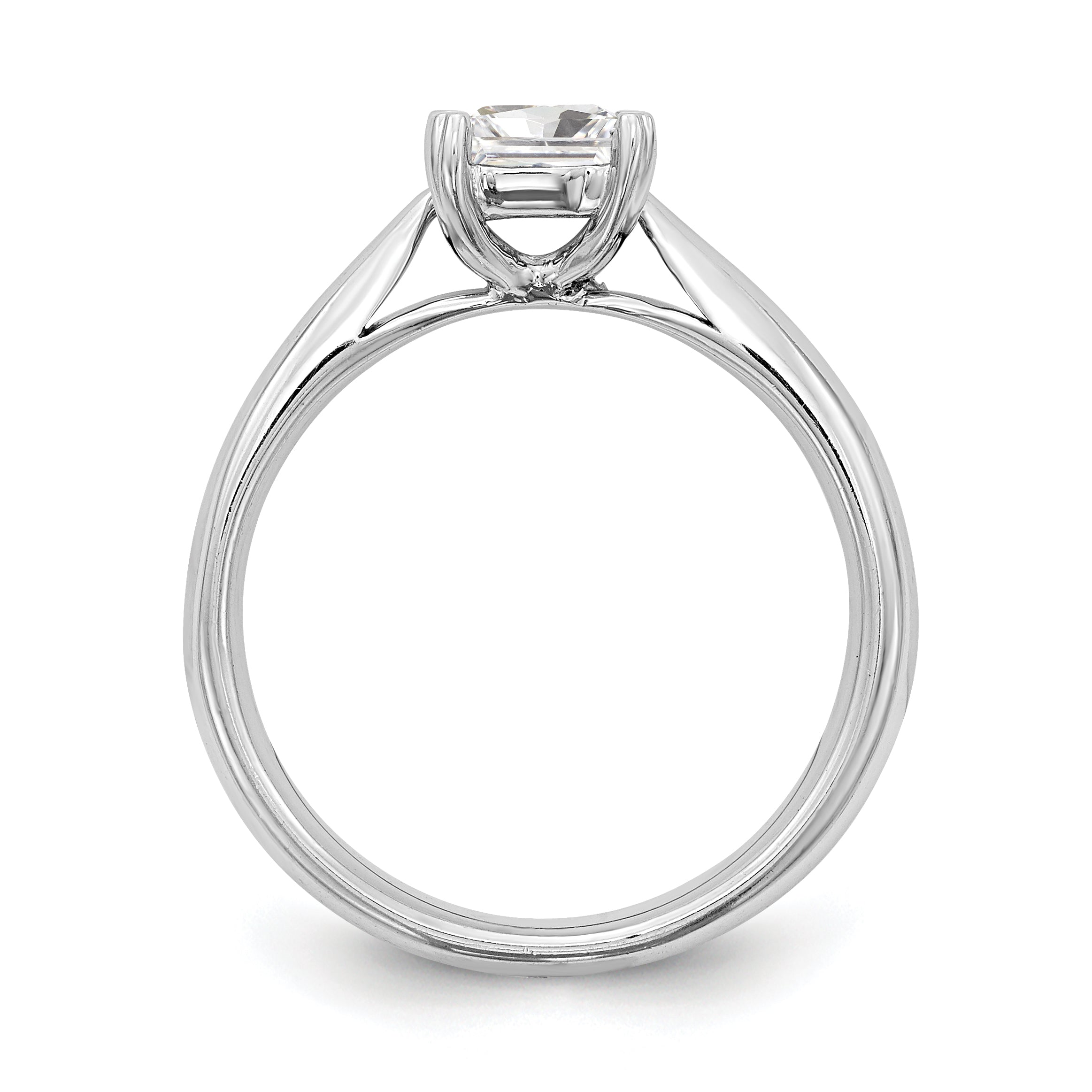 0.50ct. CZ Solid Real 14k White Gold Square Solitaire Engagement Ring