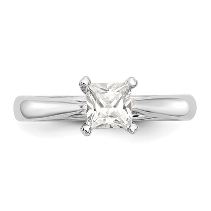 0.33ct. CZ Solid Real 14k White Gold Square Solitaire Engagement Ring