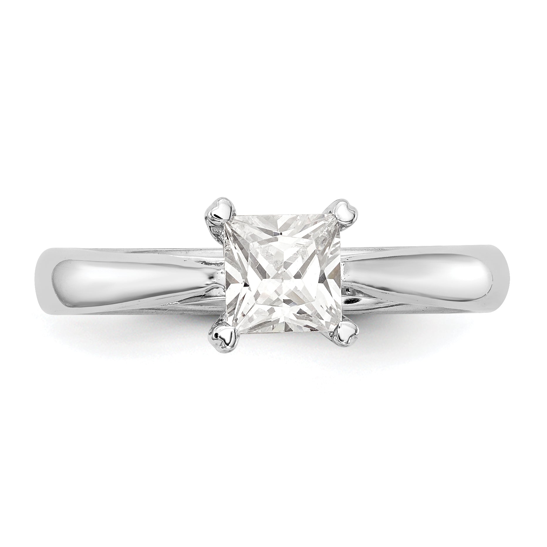 1.00ct. CZ Solid Real 14k White Gold Square Solitaire Engagement Ring