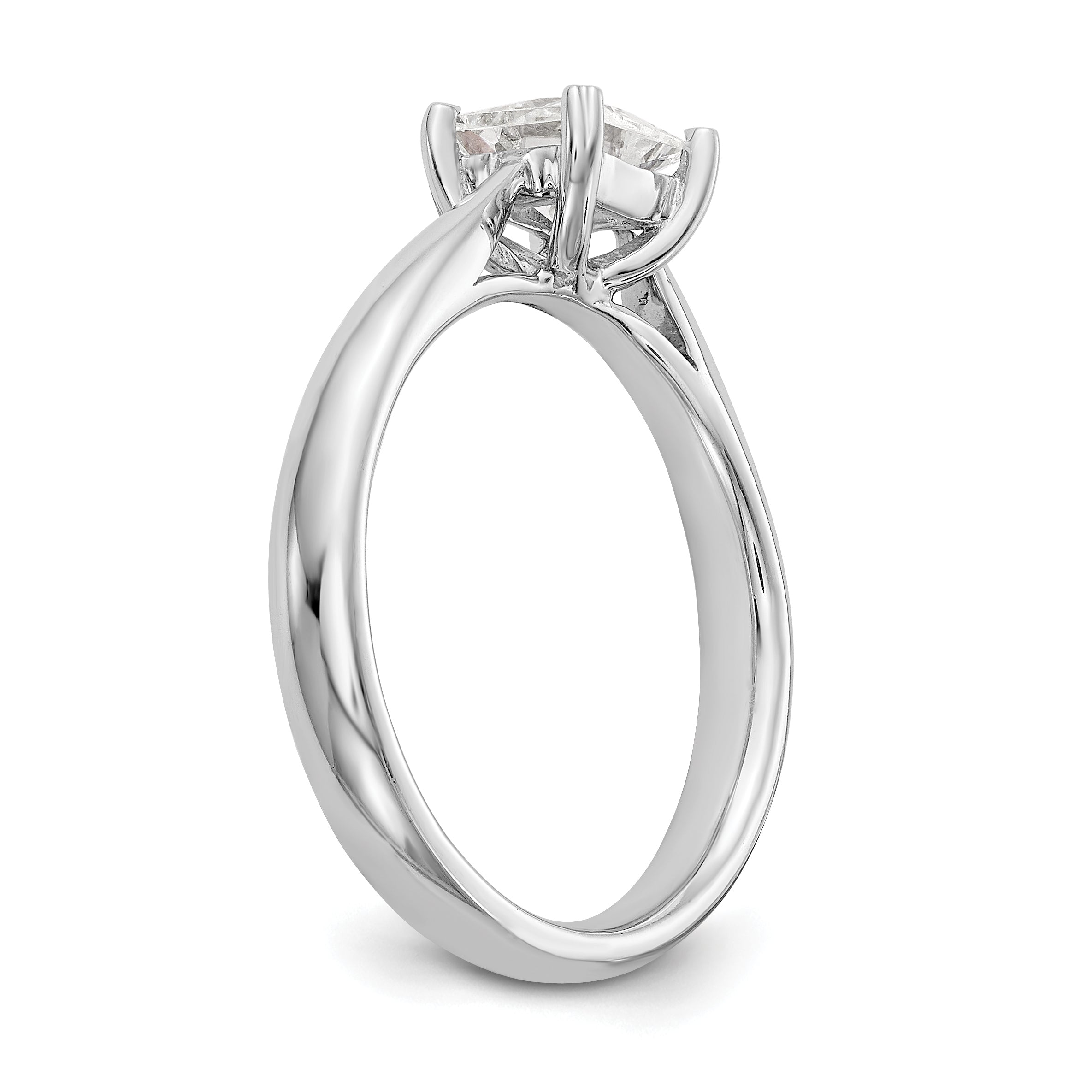0.75ct. CZ Solid Real 14k White Gold Square Solitaire Engagement Ring