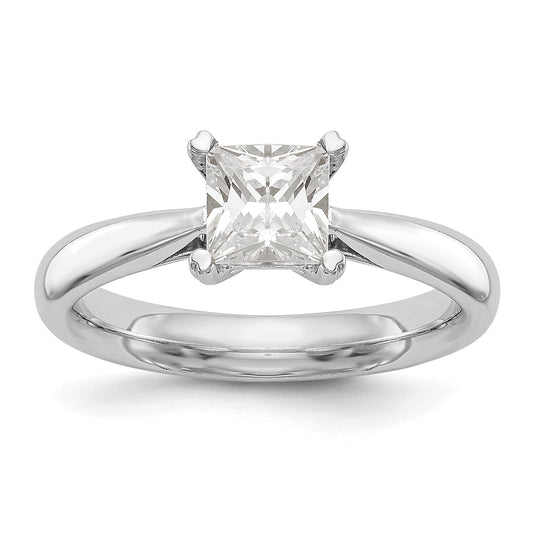 0.25ct. CZ Solid Real 14k White Gold Square Solitaire Engagement Ring