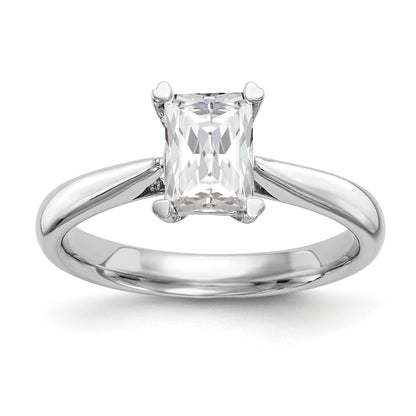 1.25ct. CZ Solid Real 14k White Gold Emerald Solitaire Engagement Ring