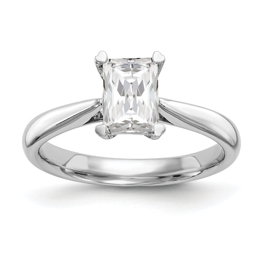 1.25ct. CZ Solid Real 14k White Gold Emerald Solitaire Engagement Ring