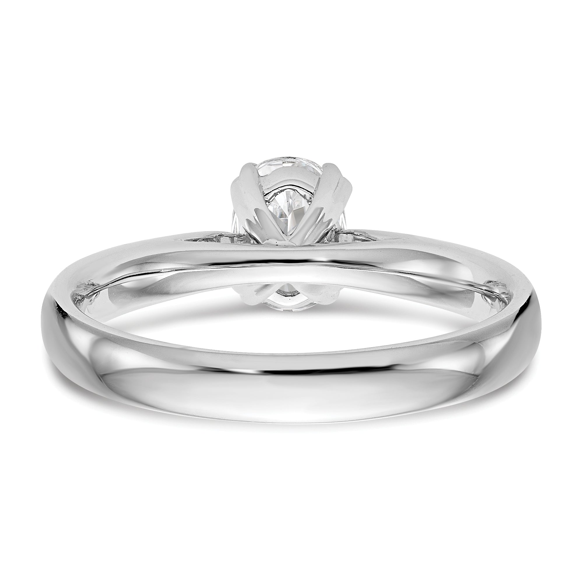 1.25ct. CZ Solid Real 14K White Gold Oval Solitaire Engagement Ring Polished Engagement Ring