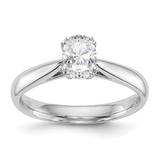 0.33ct. CZ Solid Real 14K White Gold Oval Solitaire Engagement Ring Polished Engagement Ring