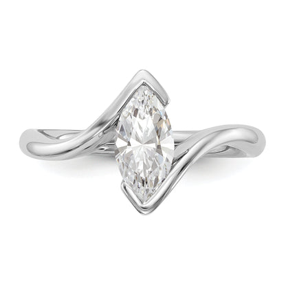 0.75ct. CZ Solid Real 14k White Gold Marquise Bezel Solitaire Engagement Ring