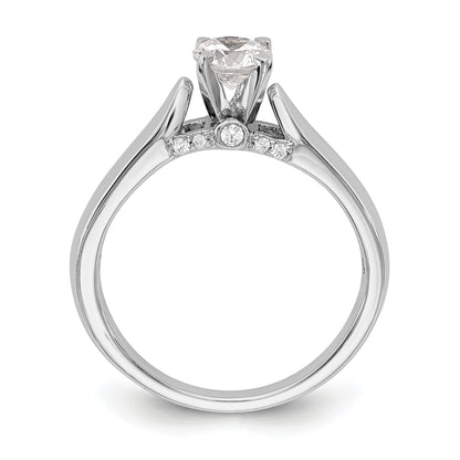 0.07ct. CZ Solid Real 14K White Gold Peg Set Engagement Ring