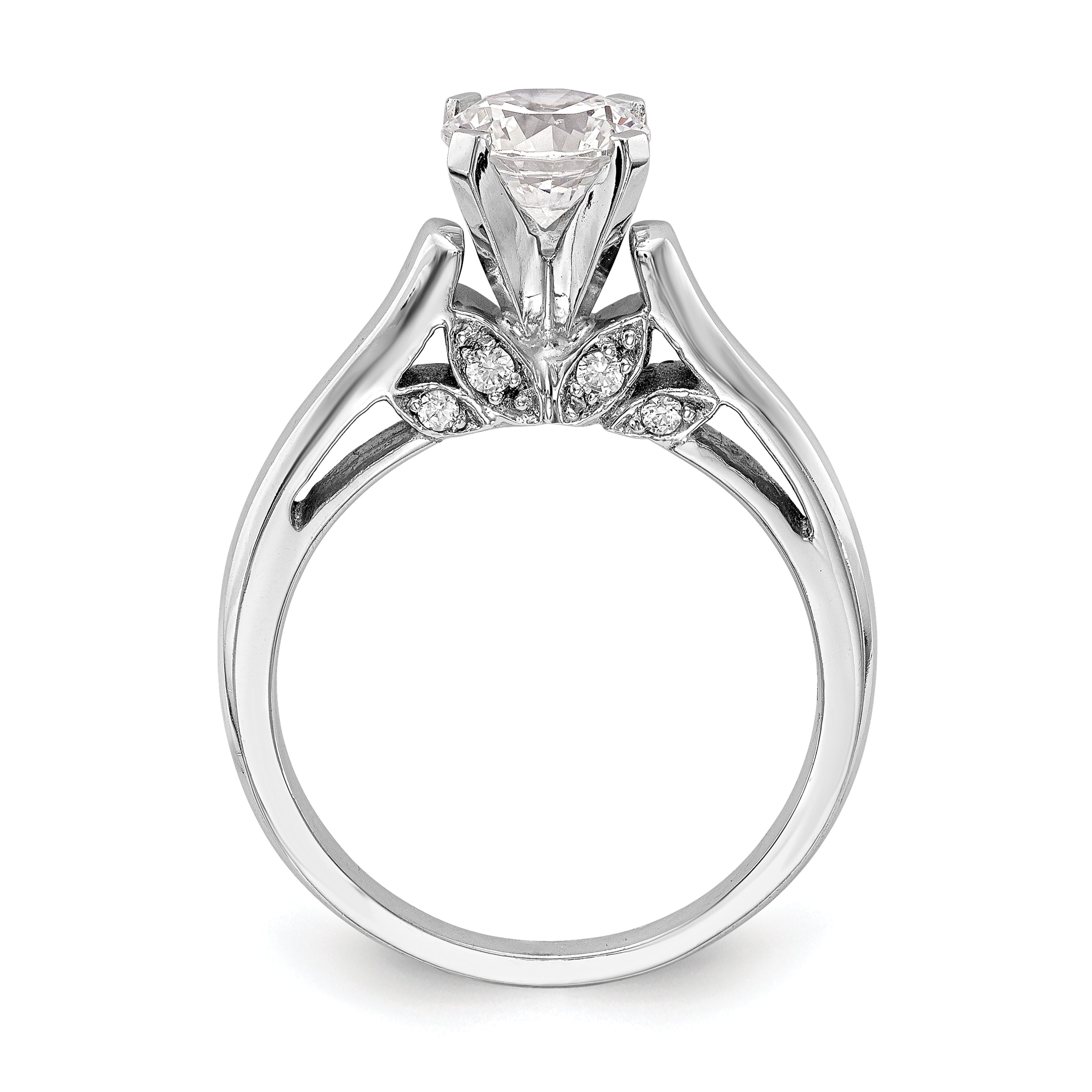 0.10ct. CZ Solid Real 14K White Gold Peg Set Solitaire Engagement Ring