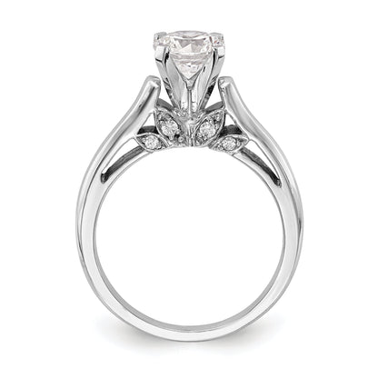 0.10ct. CZ Solid Real 14K White Gold Peg Set Solitaire Engagement Ring