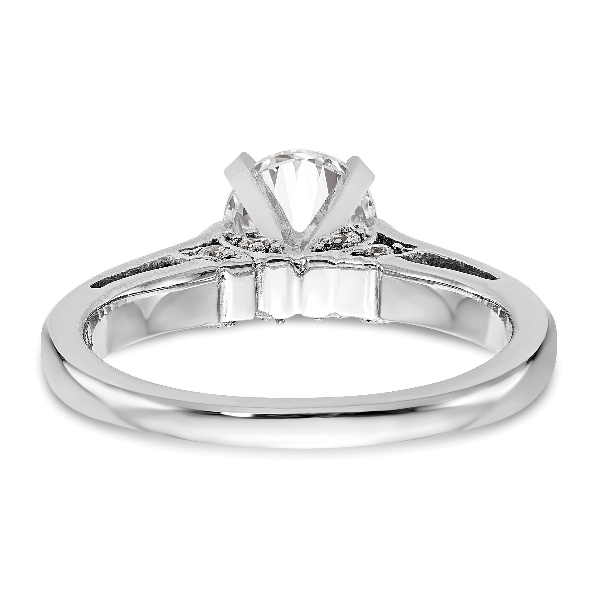 0.10ct. CZ Solid Real 14K White Gold Peg Set Solitaire Engagement Ring