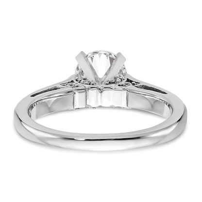 0.10ct. CZ Solid Real 14K White Gold Peg Set Solitaire Engagement Ring
