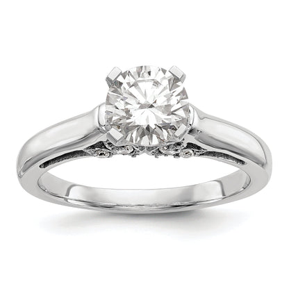 0.10ct. CZ Solid Real 14K White Gold Peg Set Solitaire Engagement Ring
