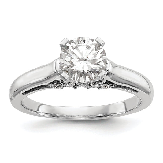 0.10ct. CZ Solid Real 14K White Gold Peg Set Solitaire Engagement Ring