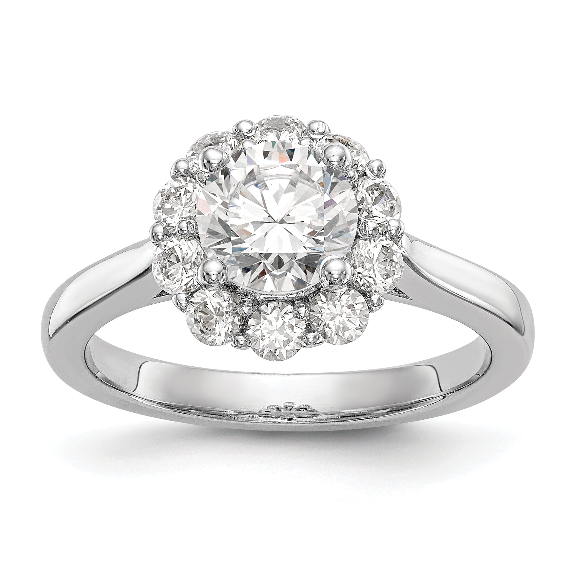 2.00ct. CZ Solid Real 14K White Gold Round Halo Engagement Ring