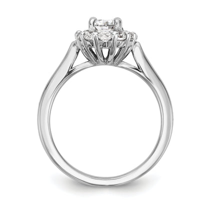 0.75ct. CZ Solid Real 14K White Gold Oval Halo Engagement Ring