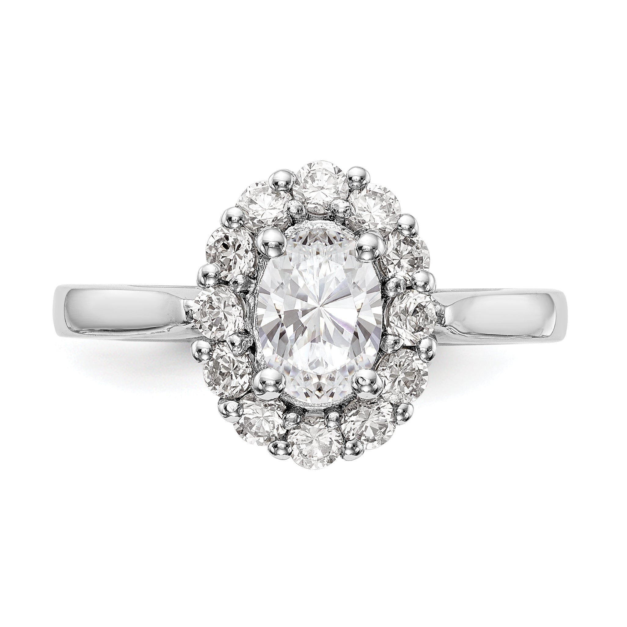 0.75ct. CZ Solid Real 14K White Gold Oval Halo Engagement Ring