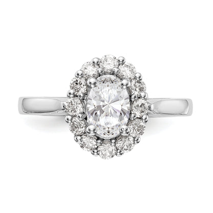 0.75ct. CZ Solid Real 14K White Gold Oval Halo Engagement Ring