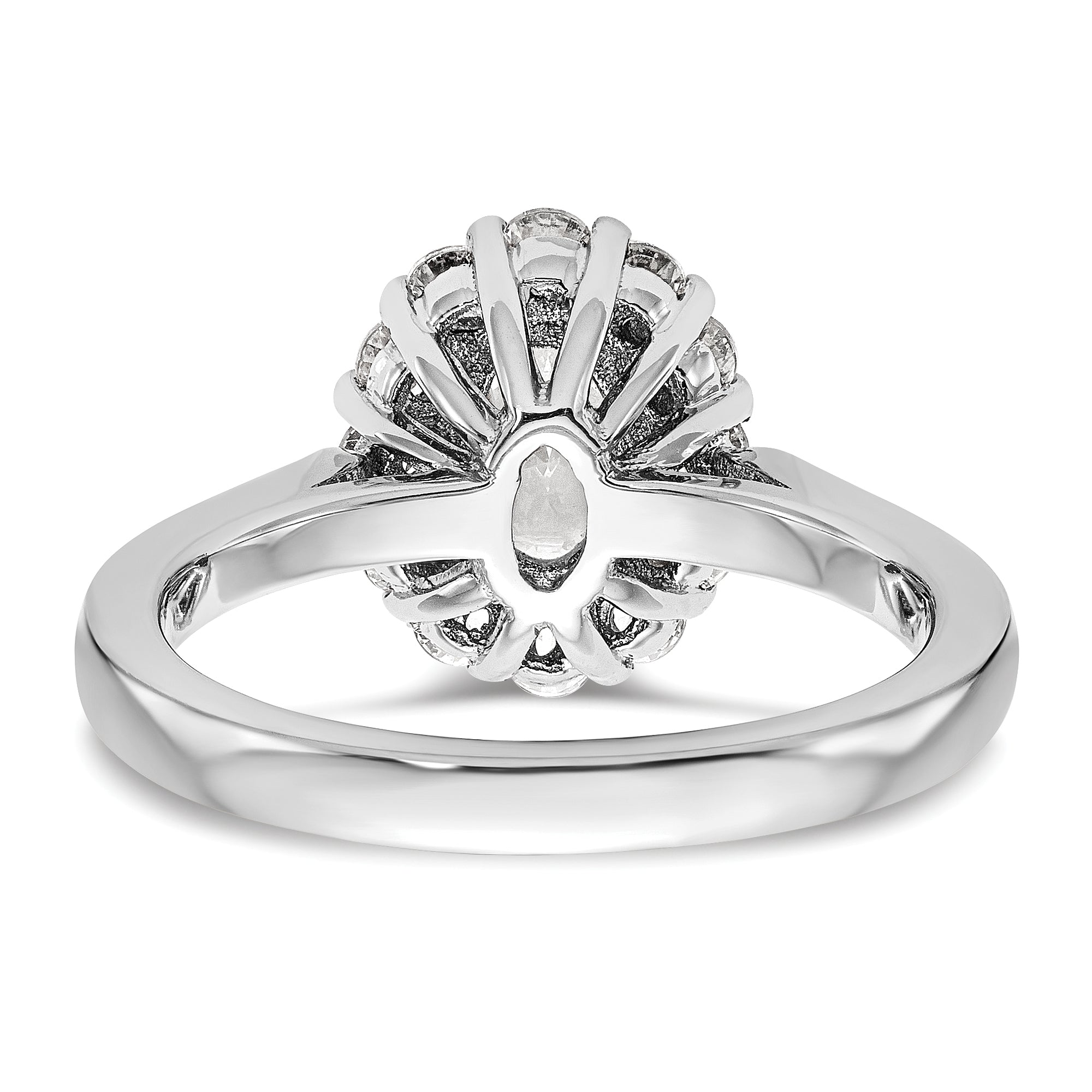 0.75ct. CZ Solid Real 14K White Gold Oval Halo Engagement Ring