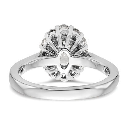 0.75ct. CZ Solid Real 14K White Gold Oval Halo Engagement Ring