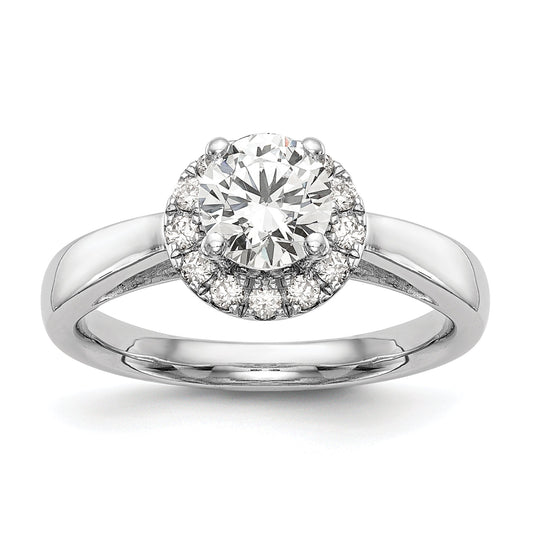0.33ct. CZ Solid Real 14K White Gold Round Halo Engagement Ring