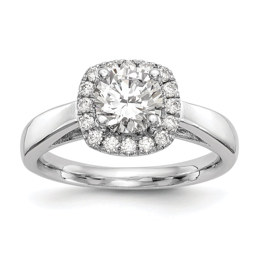 0.38ct. CZ Solid Real 14K White Gold Round Halo Engagement Ring