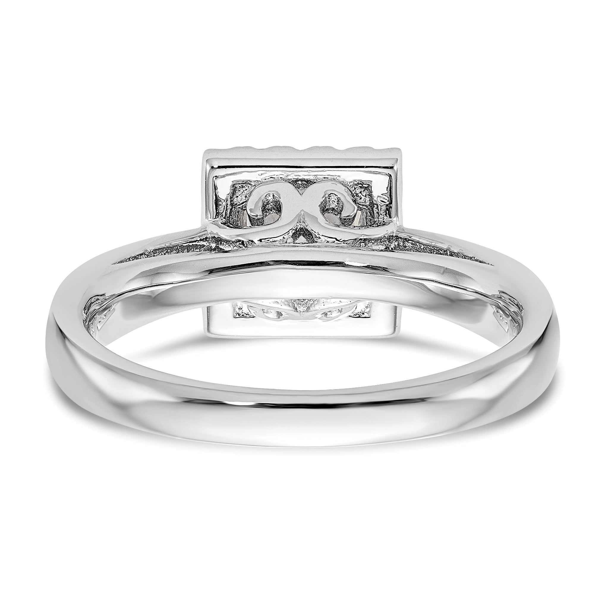 0.33ct. CZ Solid Real 14K White Gold Princess Halo Engagement Ring