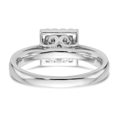 0.33ct. CZ Solid Real 14K White Gold Princess Halo Engagement Ring