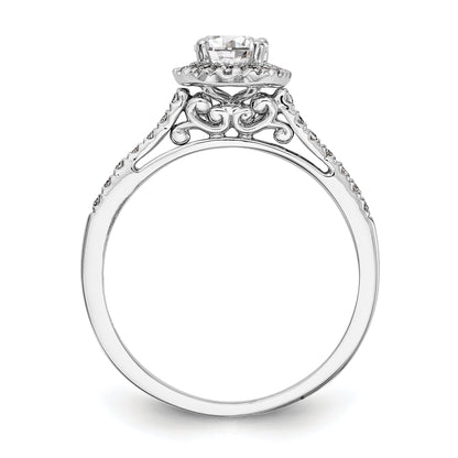 0.50ct. CZ Solid Real 14k White Gold Oval Halo Engagement Ring
