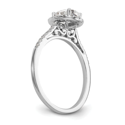 0.50ct. CZ Solid Real 14k White Gold Oval Halo Engagement Ring