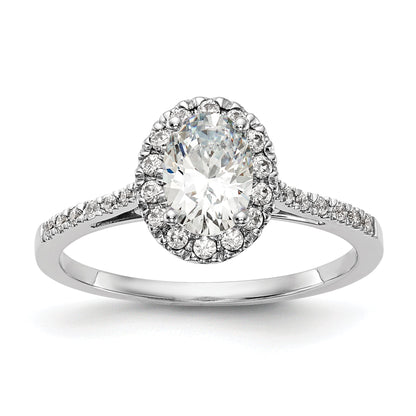 0.50ct. CZ Solid Real 14k White Gold Oval Halo Engagement Ring