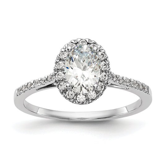 0.50ct. CZ Solid Real 14k White Gold Oval Halo Engagement Ring