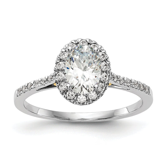 0.50ct. CZ Solid Real 14k Two-tone Oval Halo Engagement Ring