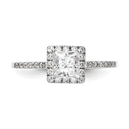 0.50ct. CZ Solid Real 14K White Gold Princess Halo Engagement Ring