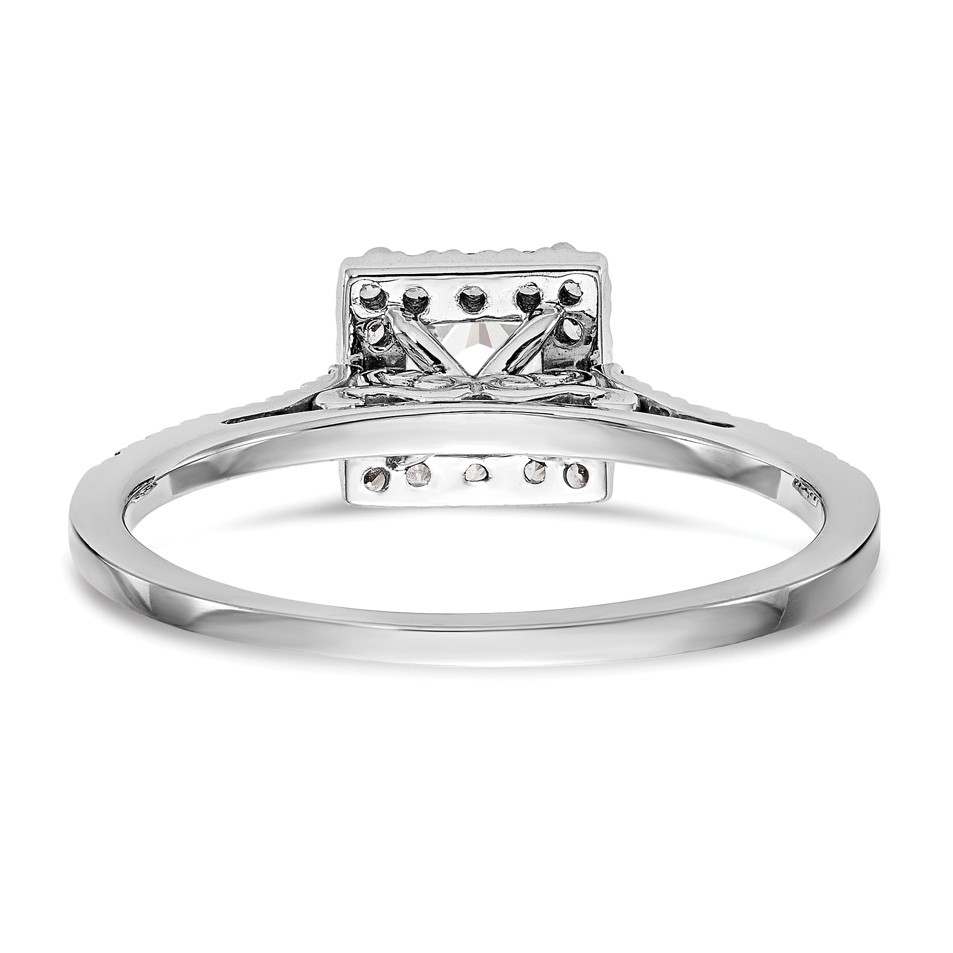 0.50ct. CZ Solid Real 14K White Gold Princess Halo Engagement Ring