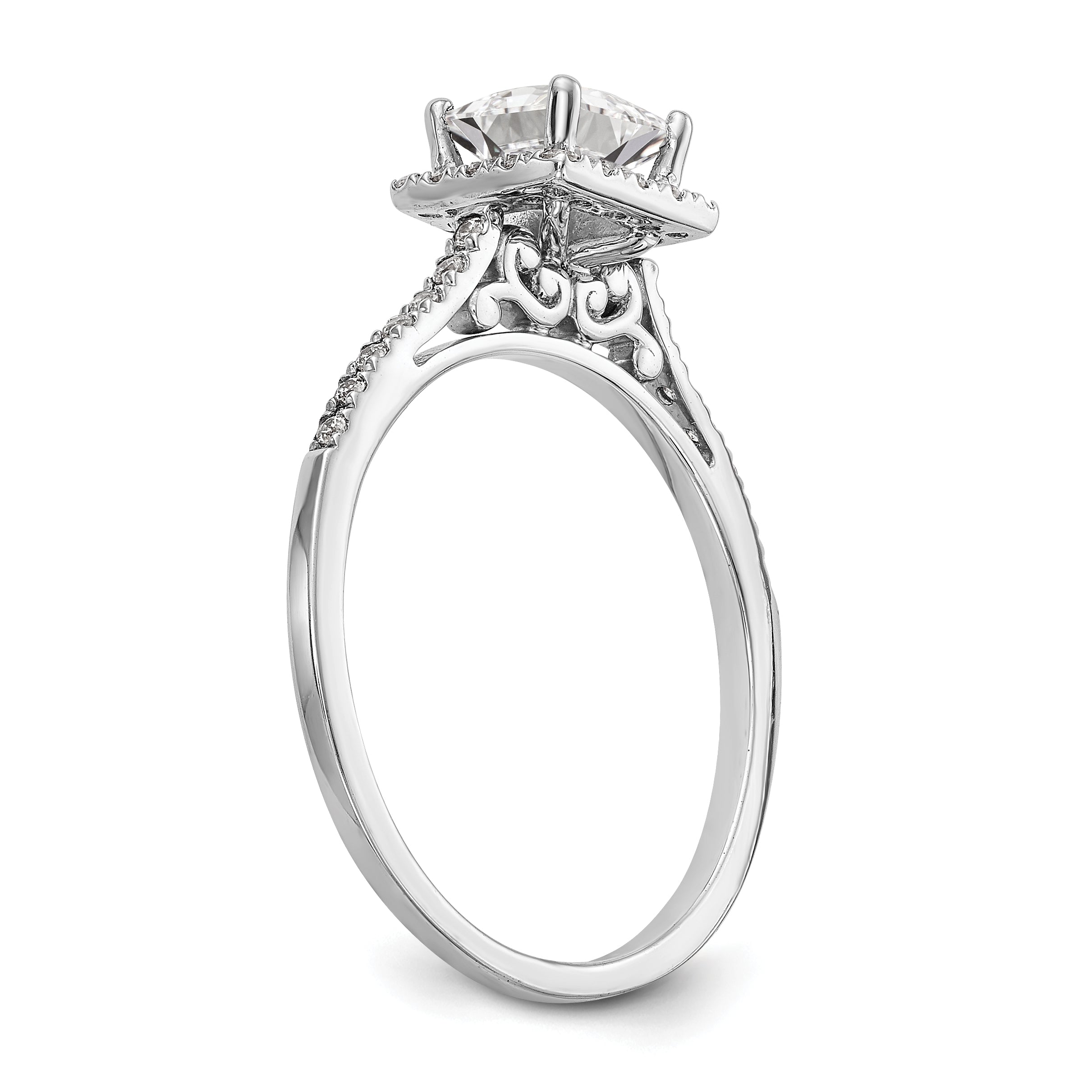 0.50ct. CZ Solid Real 14K White Gold Princess Halo Engagement Ring