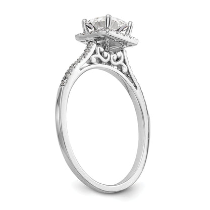 0.50ct. CZ Solid Real 14K White Gold Princess Halo Engagement Ring