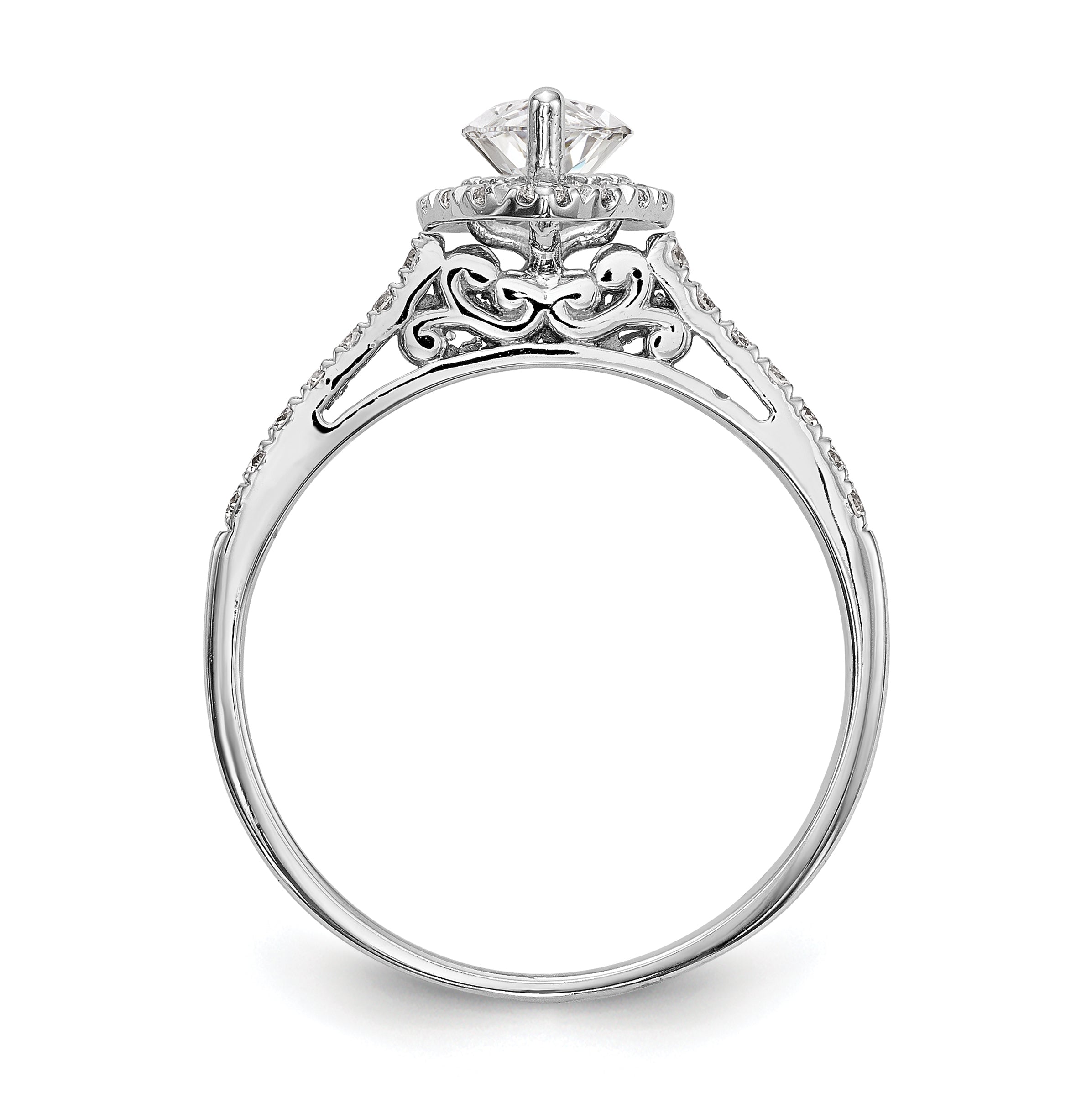 1.50ct. CZ Solid Real 14K White Gold Marquise Halo Engagement Ring