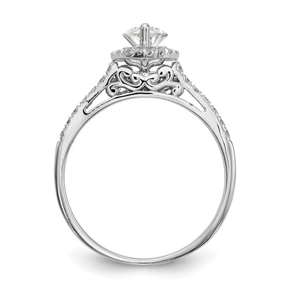 1.50ct. CZ Solid Real 14K White Gold Marquise Halo Engagement Ring