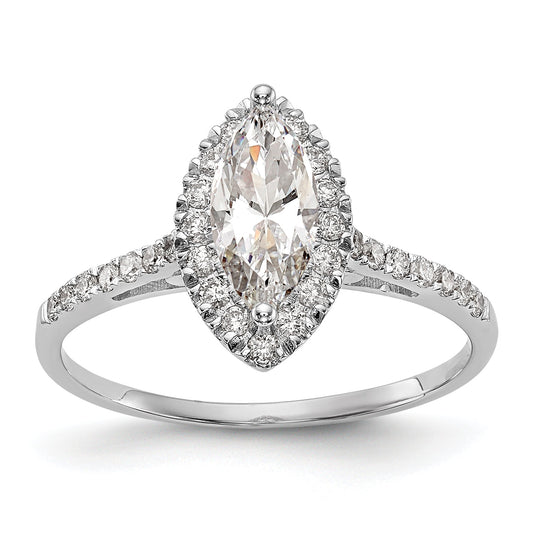 1.50ct. CZ Solid Real 14K White Gold Marquise Halo Engagement Ring