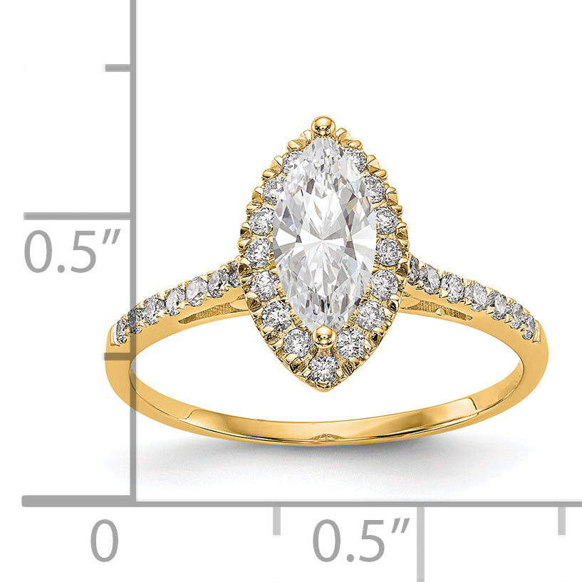 1.50ct. CZ Solid Real 14ktt Marquise Halo Engagement Ring